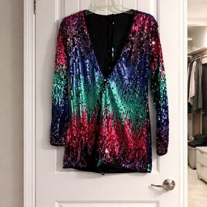 Multicolor Sequin V-Neck Dress